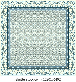 Geometric Pattern with hand-drawing floral ornament. Vector illustration. For fabric, textile, bandana, scarg, print.