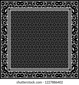 Geometric Pattern with hand-drawing floral ornament. Vector illustration. For fabric, textile, bandana, scarg, print.