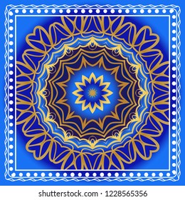 Geometric Pattern with hand-drawing floral ornament. illustration. For fabric, textile, bandana, scarg, print.