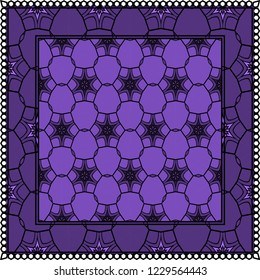 Geometric Pattern with hand-drawing floral ornament. Vector illustration. For fabric, textile, bandana, scarg, print.