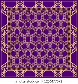 Geometric Pattern with hand-drawing floral ornament. illustration. For fabric, textile, bandana, scarg, print