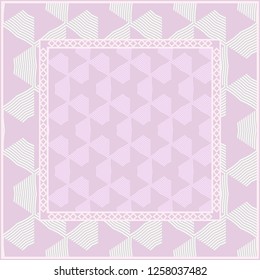 Geometric Pattern with hand-drawing floral ornament. illustration. For fabric, textile, bandana, scarg, print.
