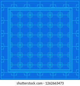 Geometric Pattern with hand-drawing floral ornament. illustration. For fabric, textile, bandana, scarg, print.