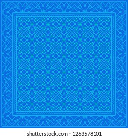 Geometric Pattern with hand-drawing floral ornament. illustration. For fabric, textile, bandana, scarg, print.