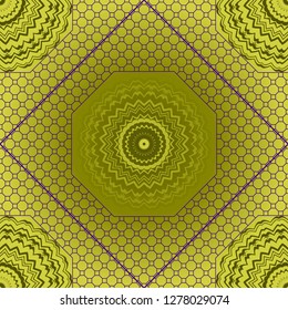 Geometric Pattern with hand-drawing floral ornament. illustration. For fabric, textile, bandana, scarg, print.