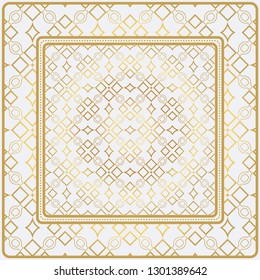 Geometric Pattern With Hand-Drawing Ornament. Illustration. Design For Prints, Textile, Decor, Fabric. Super Vector Pattern. Gold color.