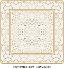 Geometric Pattern With Hand-Drawing Ornament. Illustration. Design For Prints, Textile, Decor, Fabric. Super Vector Pattern. Gold color.