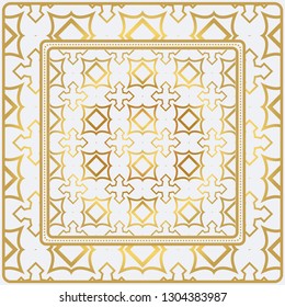 Geometric Pattern With Hand-Drawing Ornament. Illustration. Design For Prints, Textile, Decor, Fabric. Super Vector Pattern. Gold color.