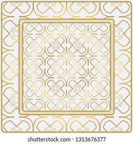 Geometric Pattern With Hand-Drawing Ornament. Illustration. Design For Prints, Textile, Decor, Fabric. Super Vector Pattern. Gold color.