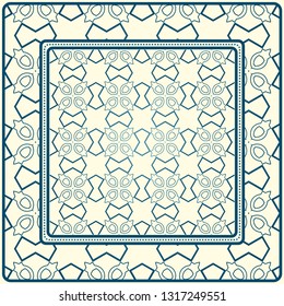 Geometric Pattern With Hand-Drawing Ornament. Illustration. For Fabric, Textile, Bandana, Scarg, Print.