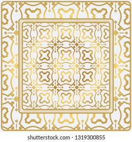 Geometric Pattern With Hand-Drawing Ornament. Illustration. Design For Prints, Textile, Decor, Fabric. Super Vector Pattern. Gold color.