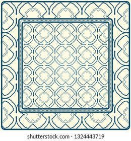 Geometric Pattern With Hand-Drawing Ornament. Illustration. For Fabric, Textile, Bandana, Scarg, Print.