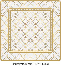 Geometric Pattern With Hand-Drawing Ornament. Illustration. Design For Prints, Textile, Decor, Fabric. Super Vector Pattern. Gold color.