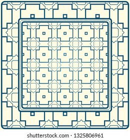 Geometric Pattern With Hand-Drawing Ornament. Illustration. For Fabric, Textile, Bandana, Scarg, Print.
