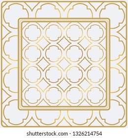 Geometric Pattern With Hand-Drawing Ornament. Illustration. Design For Prints, Textile, Decor, Fabric. Super Vector Pattern. Gold color.