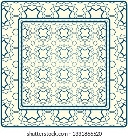 Geometric Pattern With Hand-Drawing Ornament. Illustration. For Fabric, Textile, Bandana, Scarg, Print.