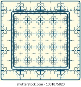 Geometric Pattern With Hand-Drawing Ornament. Illustration. For Fabric, Textile, Bandana, Scarg, Print.