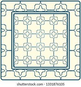 Geometric Pattern With Hand-Drawing Ornament. Illustration. For Fabric, Textile, Bandana, Scarg, Print.