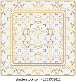 Geometric Pattern With Hand-Drawing Ornament. Illustration. Design For Prints, Textile, Decor, Fabric. Super Vector Pattern. Gold color.