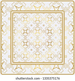 Geometric Pattern With Hand-Drawing Ornament. Illustration. Design For Prints, Textile, Decor, Fabric. Super Vector Pattern. Gold color.