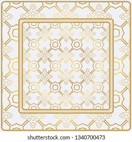 Geometric Pattern With Hand-Drawing Ornament. Illustration. Design For Prints, Textile, Decor, Fabric. Super Vector Pattern. Gold color.