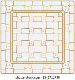 Geometric Pattern With Hand-Drawing Ornament. Illustration. Design For Prints, Textile, Decor, Fabric. Super Vector Pattern. Gold color.