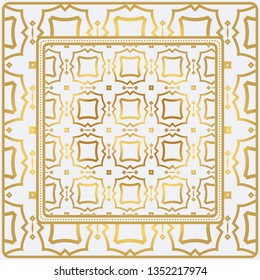 Geometric Pattern With Hand  Drawing Ornament  Illustration  Design For Prints  Textile  Decor  Fabric  Super Vector Pattern  Gold color 