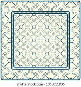 Geometric Pattern With Hand-Drawing Ornament. Illustration. For Fabric, Textile, Bandana, Scarg, Print.
