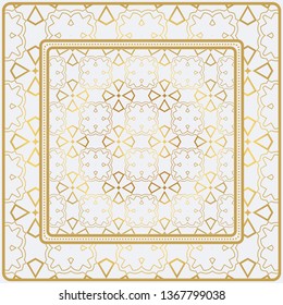 Geometric Pattern With Hand-Drawing Ornament. Illustration. Design For Prints, Textile, Decor, Fabric. Super Vector Pattern. Gold color.