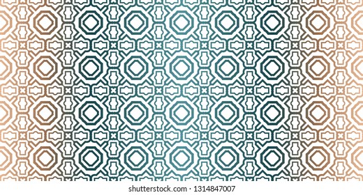 Geometric Pattern With Hand-Drawing Ornament. Vector Super Illustration. For Fabric, Textile, Bandana, Scarg, Colored Print. Brown green color.