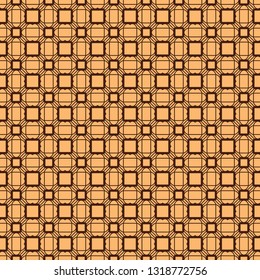 Geometric Pattern With Hand-Drawing Ornament. Vector Super Illustration. For Fabric, Textile. Brown color.