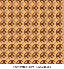 Geometric Pattern With Hand-Drawing Ornament. Vector Super Illustration. For Fabric, Textile. Brown color.