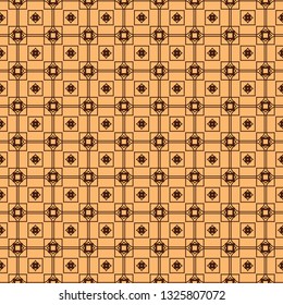 Geometric Pattern With Hand-Drawing Ornament. Vector Super Illustration. For Fabric, Textile. Brown color.