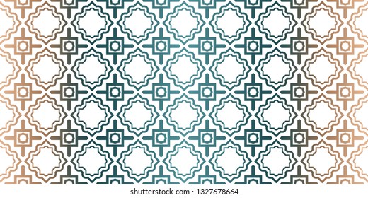 Geometric Pattern With Hand-Drawing Ornament. Vector Super Illustration. For Fabric, Textile, Bandana, Scarg, Colored Print. Brown green color.