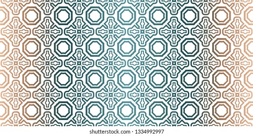 Geometric Pattern With Hand-Drawing Ornament. Vector Super Illustration. For Fabric, Textile, Bandana, Scarg, Colored Print. Brown green color.