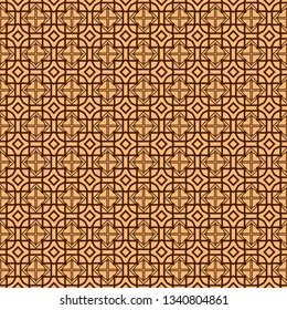 Geometric Pattern With Hand-Drawing Ornament. Vector Super Illustration. For Fabric, Textile. Brown color.