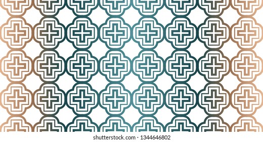 Geometric Pattern With Hand-Drawing Ornament. Vector Super Illustration. For Fabric, Textile, Bandana, Scarg, Colored Print. Brown green color.