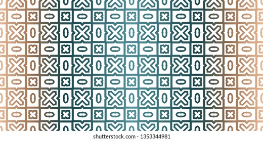 Geometric Pattern With Hand-Drawing Ornament. Vector Super Illustration. For Fabric, Textile, Bandana, Scarg, Colored Print. Brown green color.