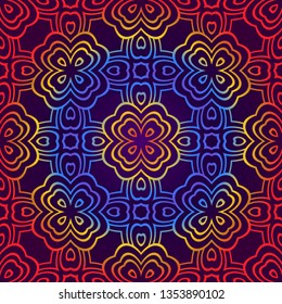 Geometric Pattern With Hand-Drawing Ornament. Vector Super Illustration. For Fabric, Textile, Bandana, Scarg, Colored Print.