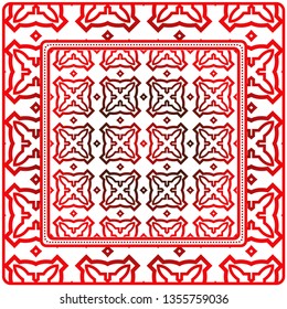 Geometric Pattern With Hand-Drawing Ornament. Vector Illustration. For Fabric, Textile, Bandana, Scarg, Print.