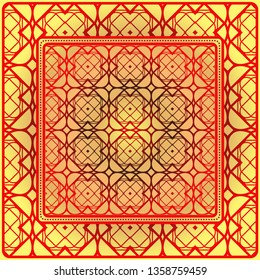 Geometric Pattern With Hand-Drawing Ornament. Vector Illustration. For Fabric, Textile, Bandana, Scarg, Print.