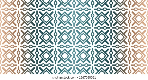 Geometric Pattern With Hand-Drawing Ornament. Vector Super Illustration. For Fabric, Textile, Bandana, Scarg, Colored Print. Brown green color.