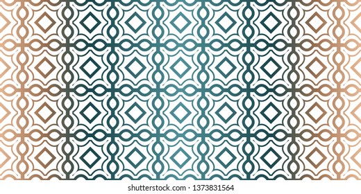 Geometric Pattern With Hand-Drawing Ornament. Vector Super Illustration. For Fabric, Textile, Bandana, Scarg, Colored Print. Brown green color.