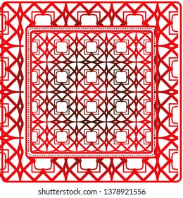 Geometric Pattern With Hand-Drawing Ornament. Vector Illustration. For Fabric, Textile, Bandana, Scarg, Print.