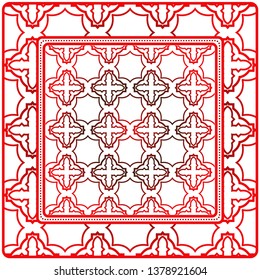 Geometric Pattern With Hand-Drawing Ornament. Vector Illustration. For Fabric, Textile, Bandana, Scarg, Print.