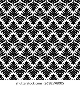 Geometric Pattern - Hand-Drawn Flowers (Black, White) - Repeating Vector Image; Easily Editable; Endless Design; Colorful lIlustration. Print for Gift Paper, Packaging, etc.
