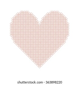 Geometric pattern heart design isolated on white background.