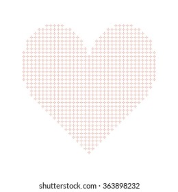 Geometric pattern heart design isolated on white background.