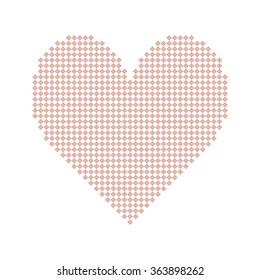 Geometric pattern heart design isolated on white background.
