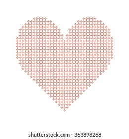 Geometric pattern heart design isolated on white background.